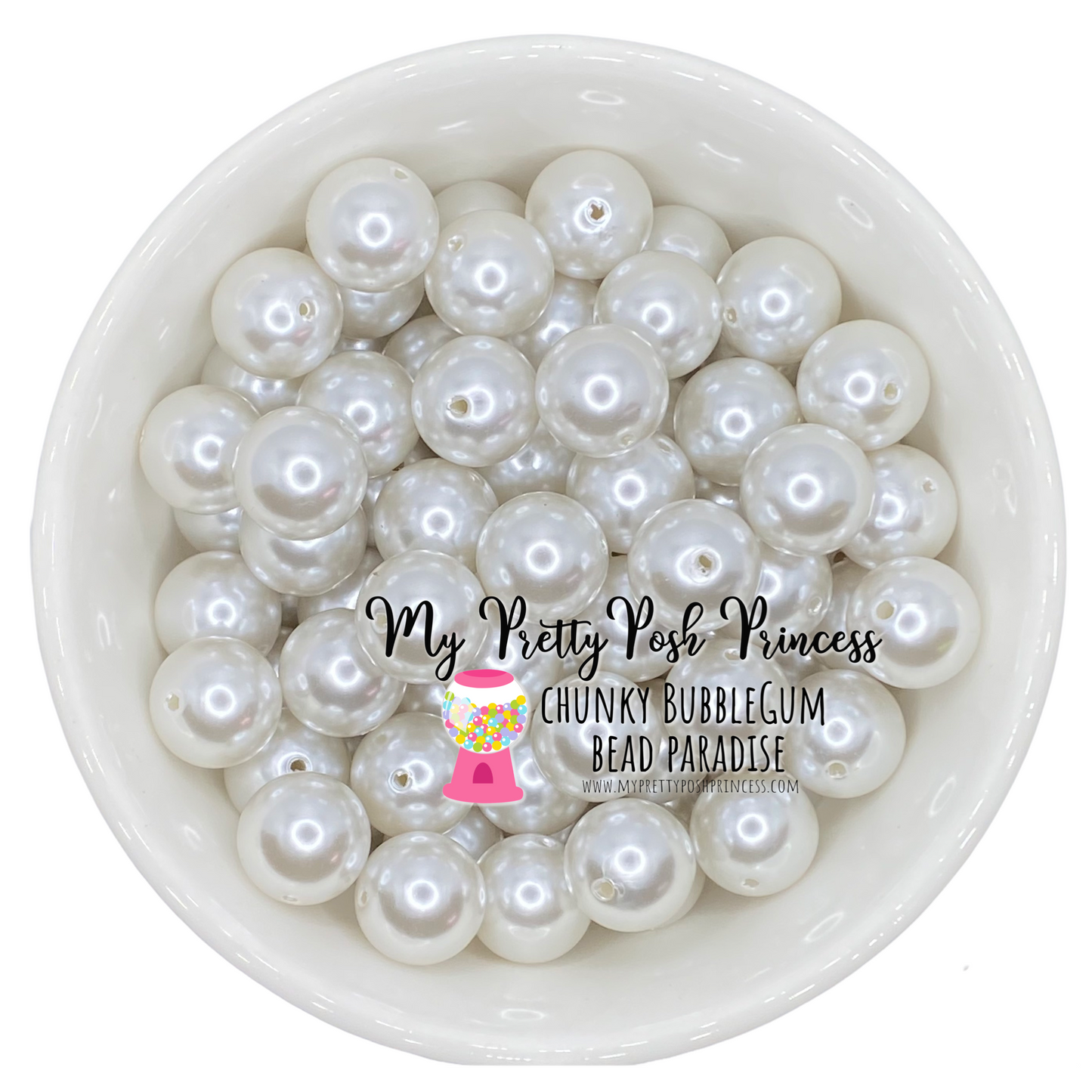 #410 - A63- 20mm White Pearl  Acrylic Beads  (1 Count)