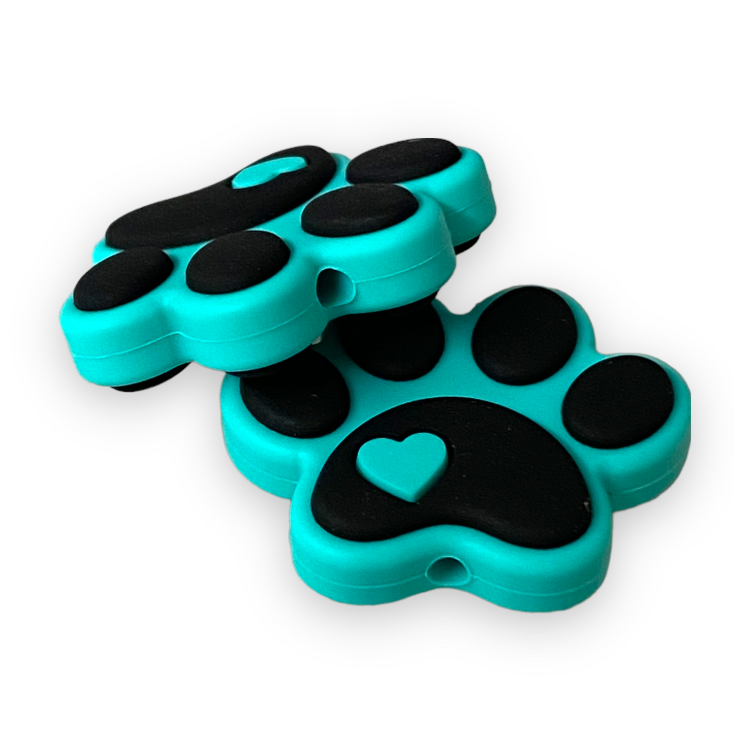 X298 - “Aqua Paw"  Focal (1 Count) Bead Silicone