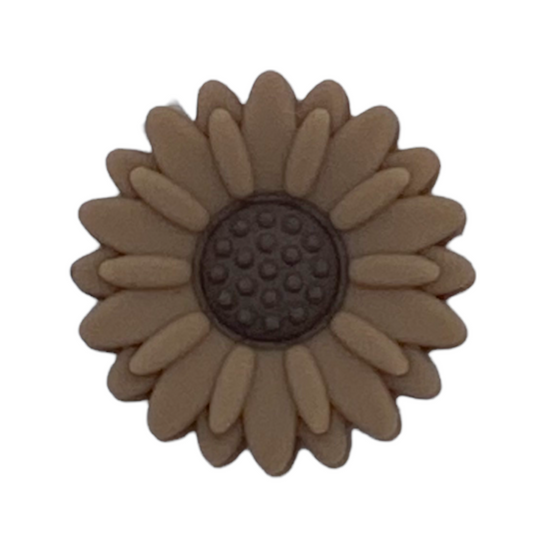 X66 - 20mm Chocolate Daisy Silicone (1 Count) Focal Bead