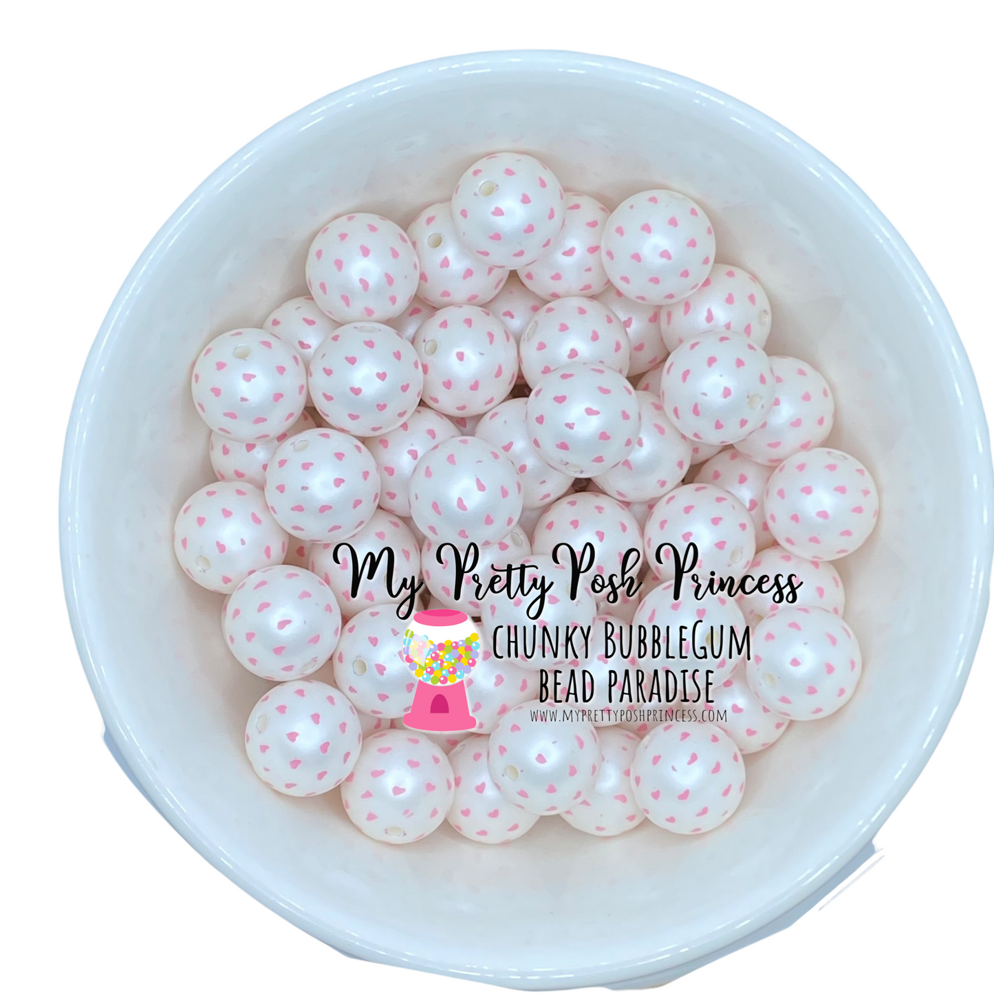 W372- 20mm Light Pink Hearts Matte Pearl Acrylic  Beads (1 Count)