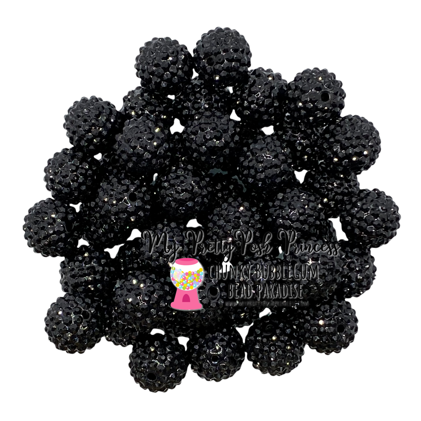 #1112 - R50- 20mm Black Rhinestone Beads  (1 Count)