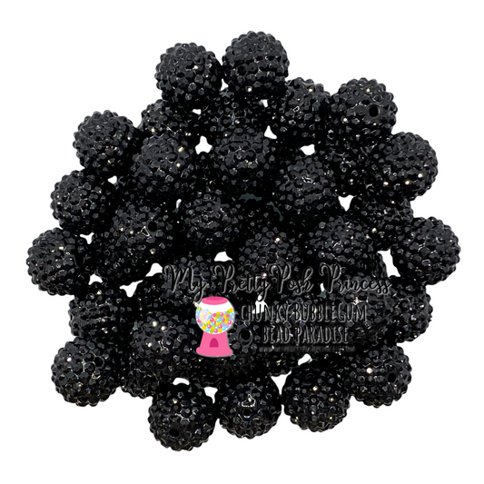 #1112 - R50- 20mm Black Rhinestone Beads  (10 Count)