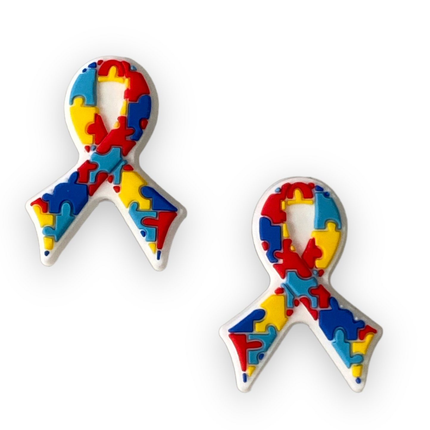 e575 -  Autism Awareness Ribbon  Silicone Focal Bead (1 Count)