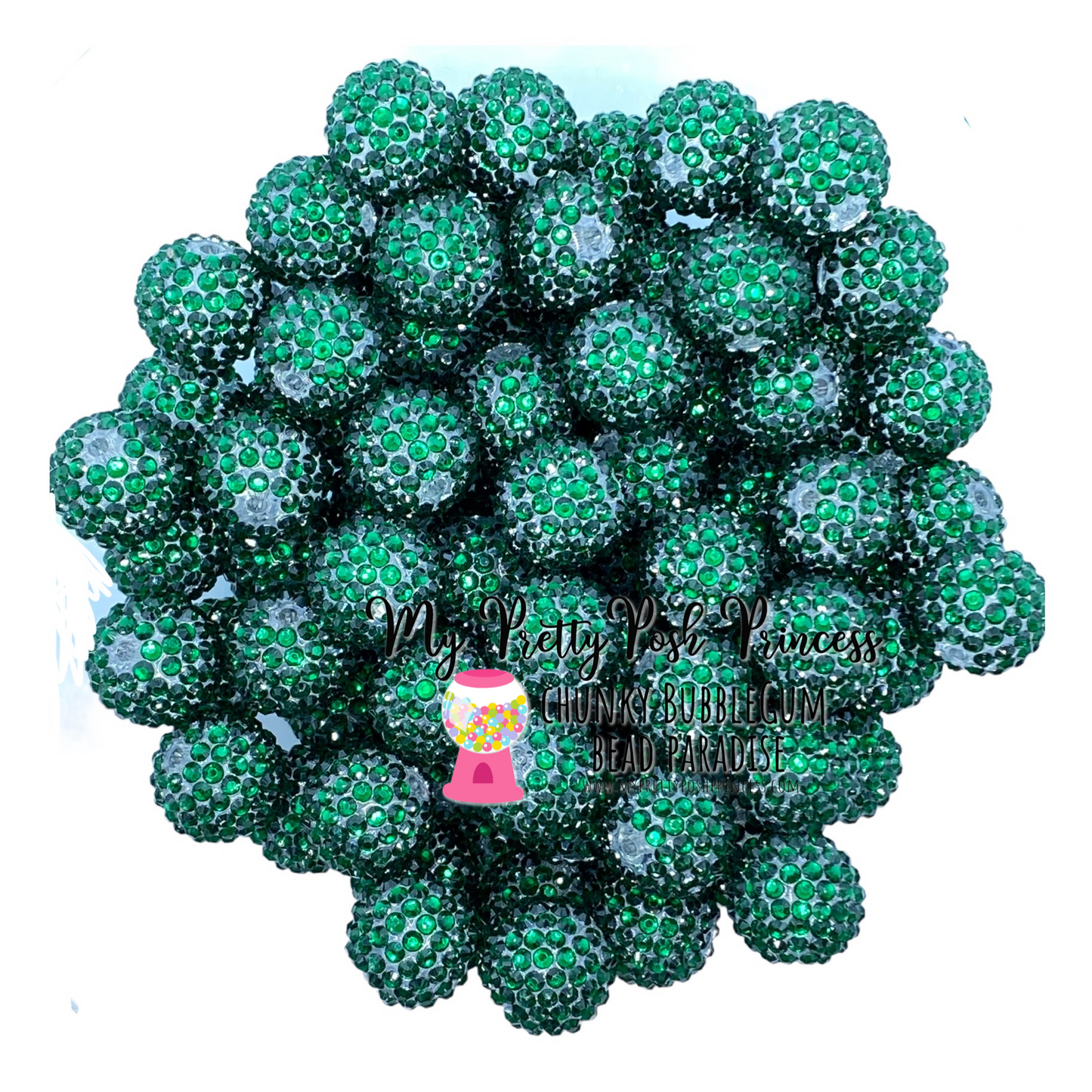 #1065 - R5- 20mm Dark Green Rhinestone  Beads  (1 Count)