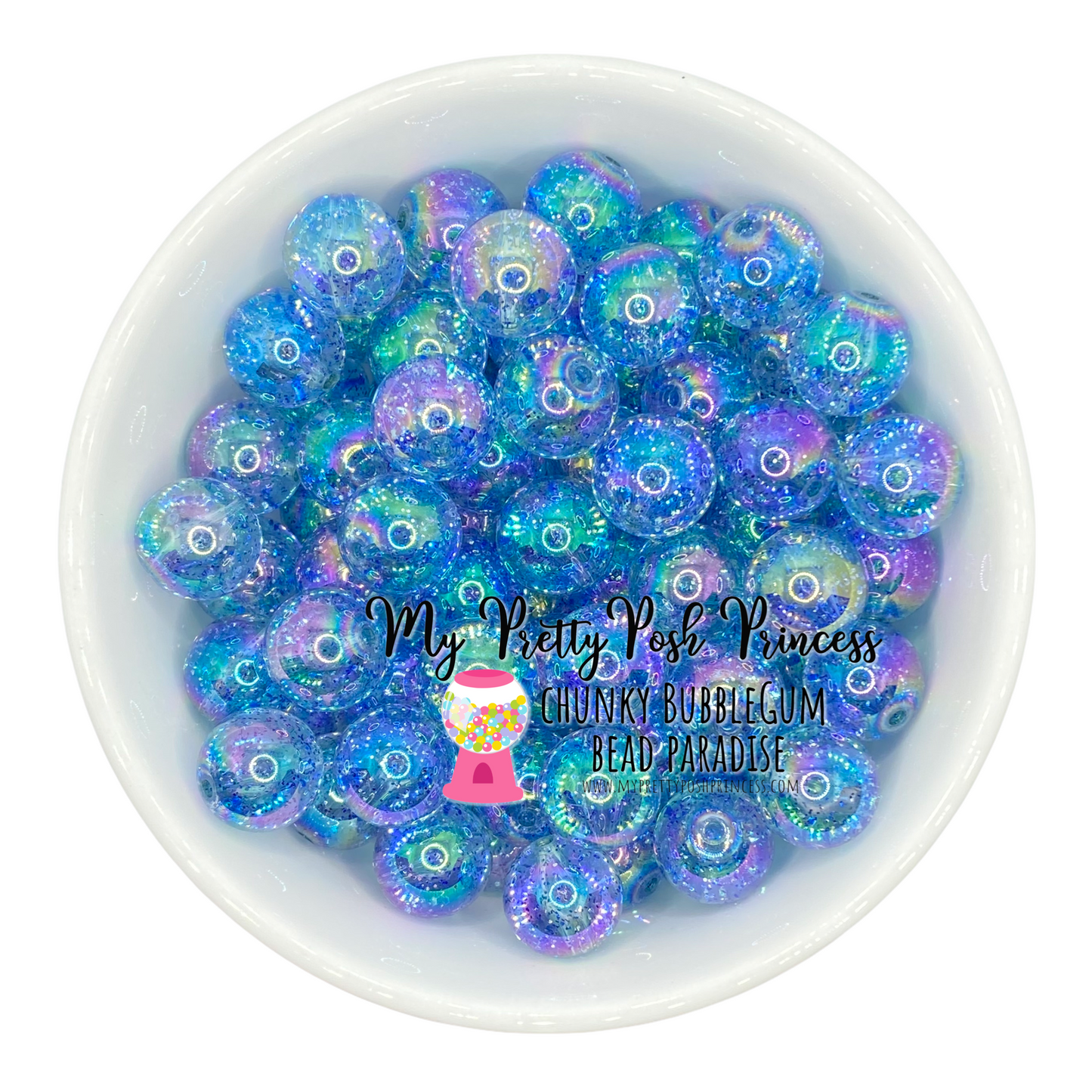 #501 - 20mm Blue Jelly Glitter Acrylic  Beads (1 Count)