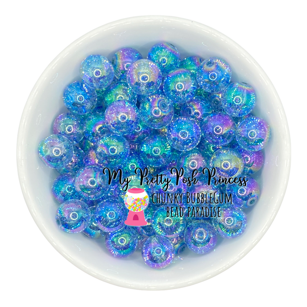 Teal Blue Glitter Sparkle beads, 20mm ball beads, blue bubblegum beads –  Swoon & Shimmer