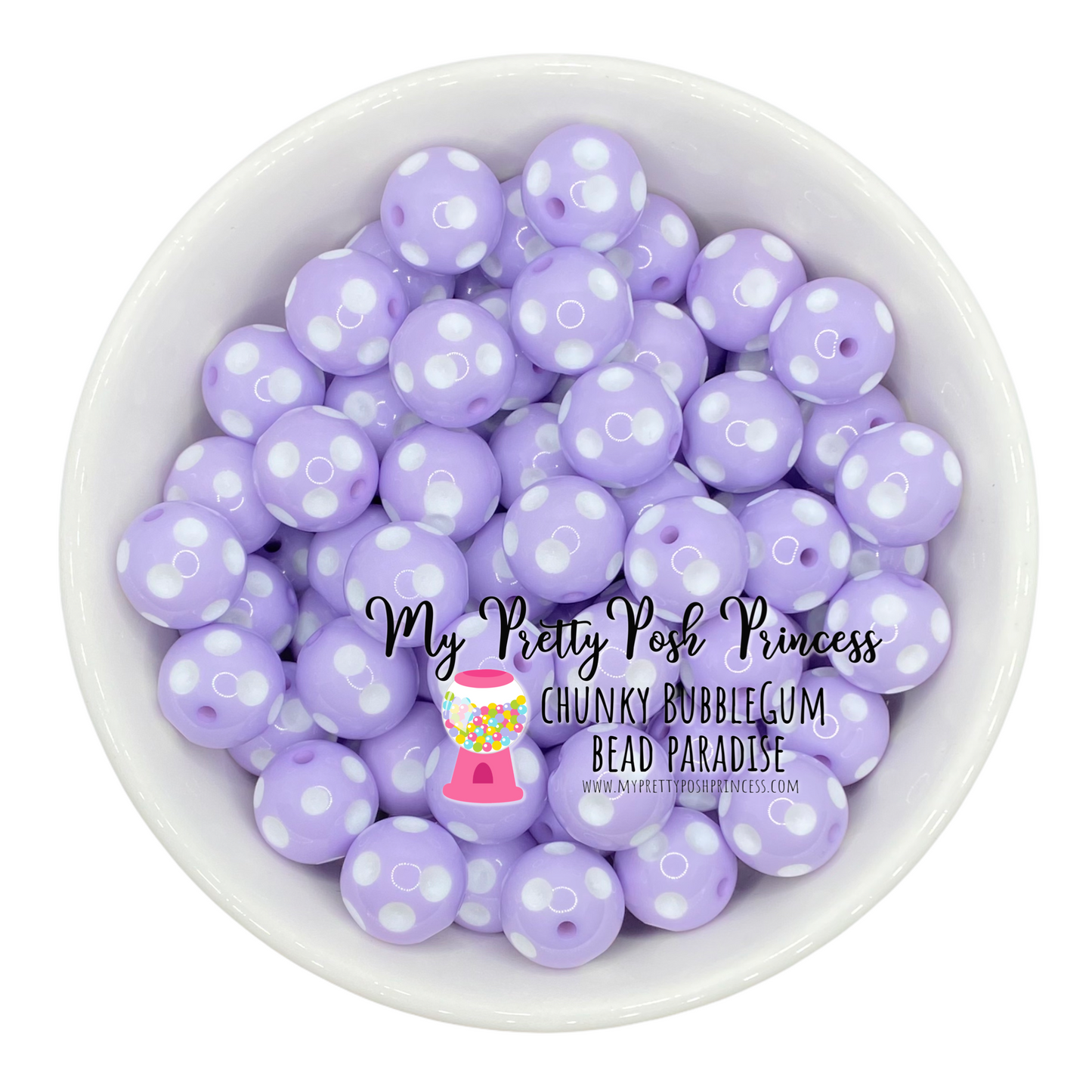 #981 - 20mm Lavender Polka Dots Acrylic  Beads (1 Count)