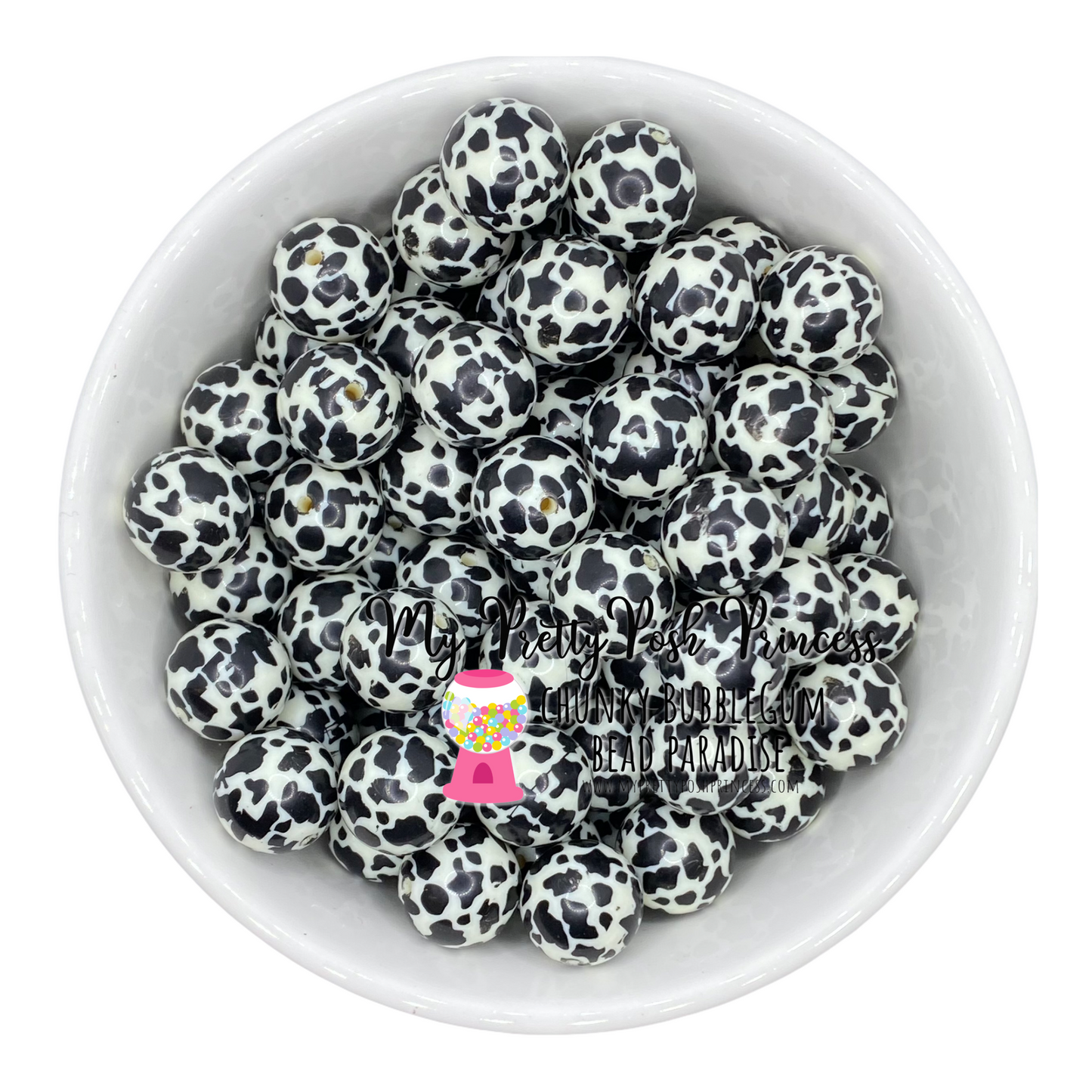 W400- 20mm Ivory Cow  Acrylic Beads (1 Count)