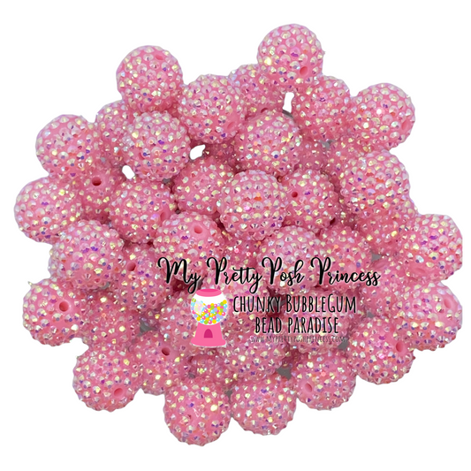 #219 - 12mm Light Pink AB Rhinestone  Beads (20 Count)