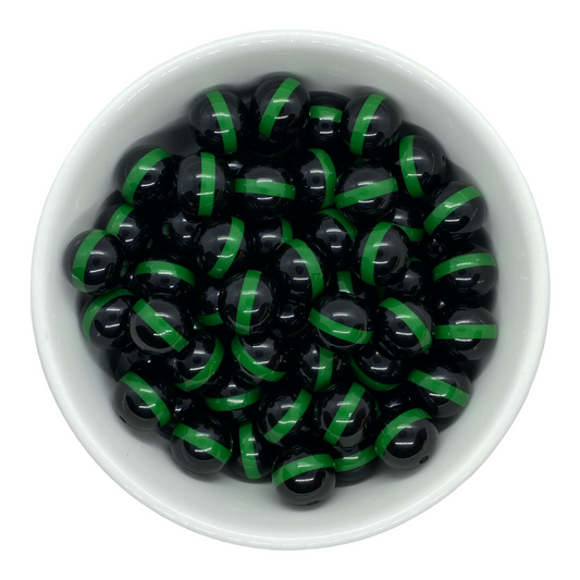 W550- 20mm- “Black/Green- Military” Acrylic Beads (1 Count)