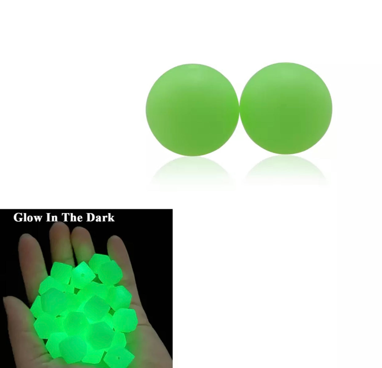 T292- 15mm Lime GLOW IN THE DARK Round Silicone