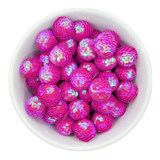 W313- 20mm Dark Pink Sequin  Acrylic Beads (1 Count)