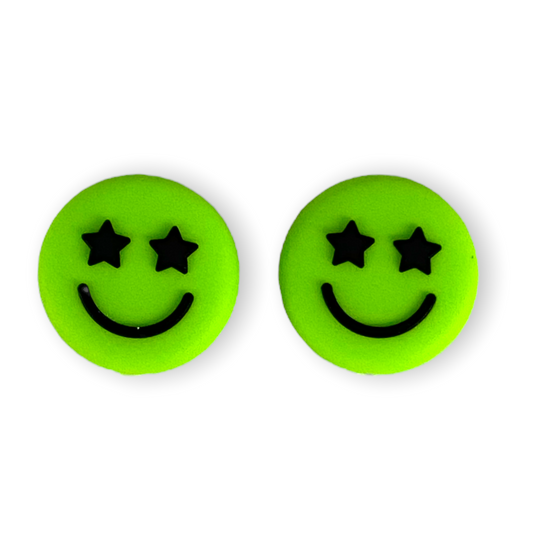 T423 - Lime Green Happy Focal Silicone Beads (1 Count)