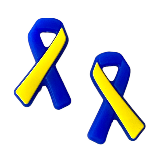 e577 - Down Syndrome Awareness Ribbon Silicone Focal Bead (1 Count)