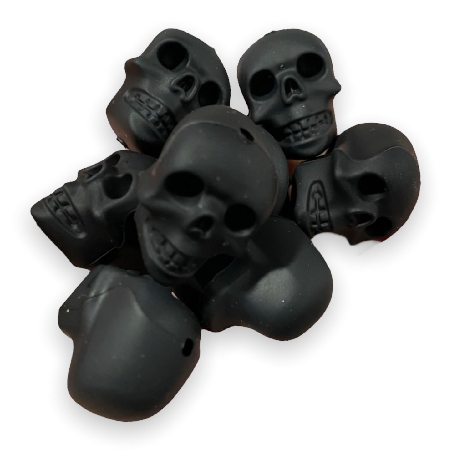 h812 - Black 22mm x 15mm Skull Silicone  Focal Bead (1 Count)