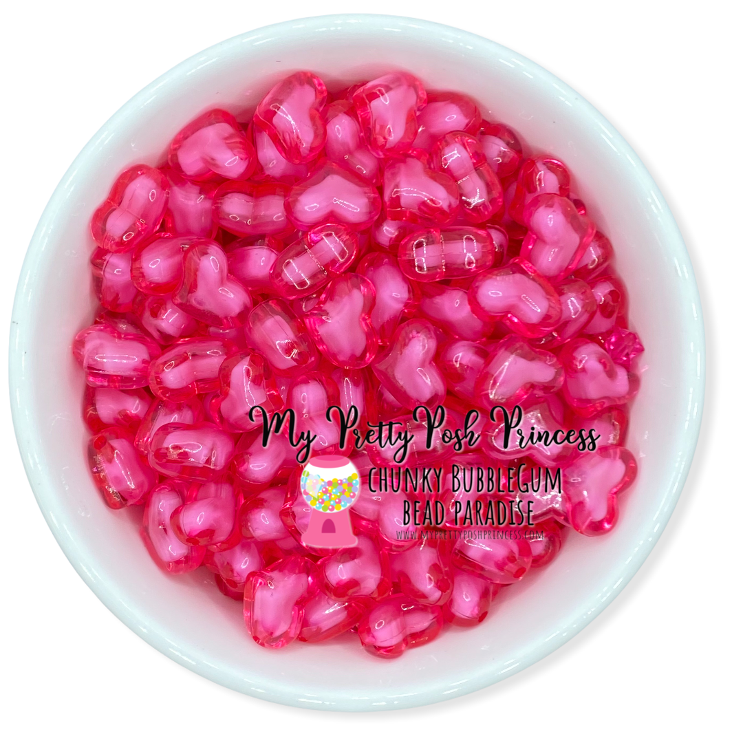 #955 - 22mm Dark Pink Hearts  Acrylic Beads (1 Count)