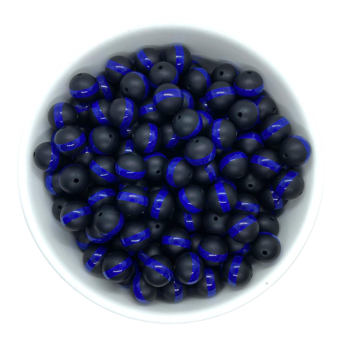 A-6031- 15mm “Thin Blue Line- Police” Silicone Beads