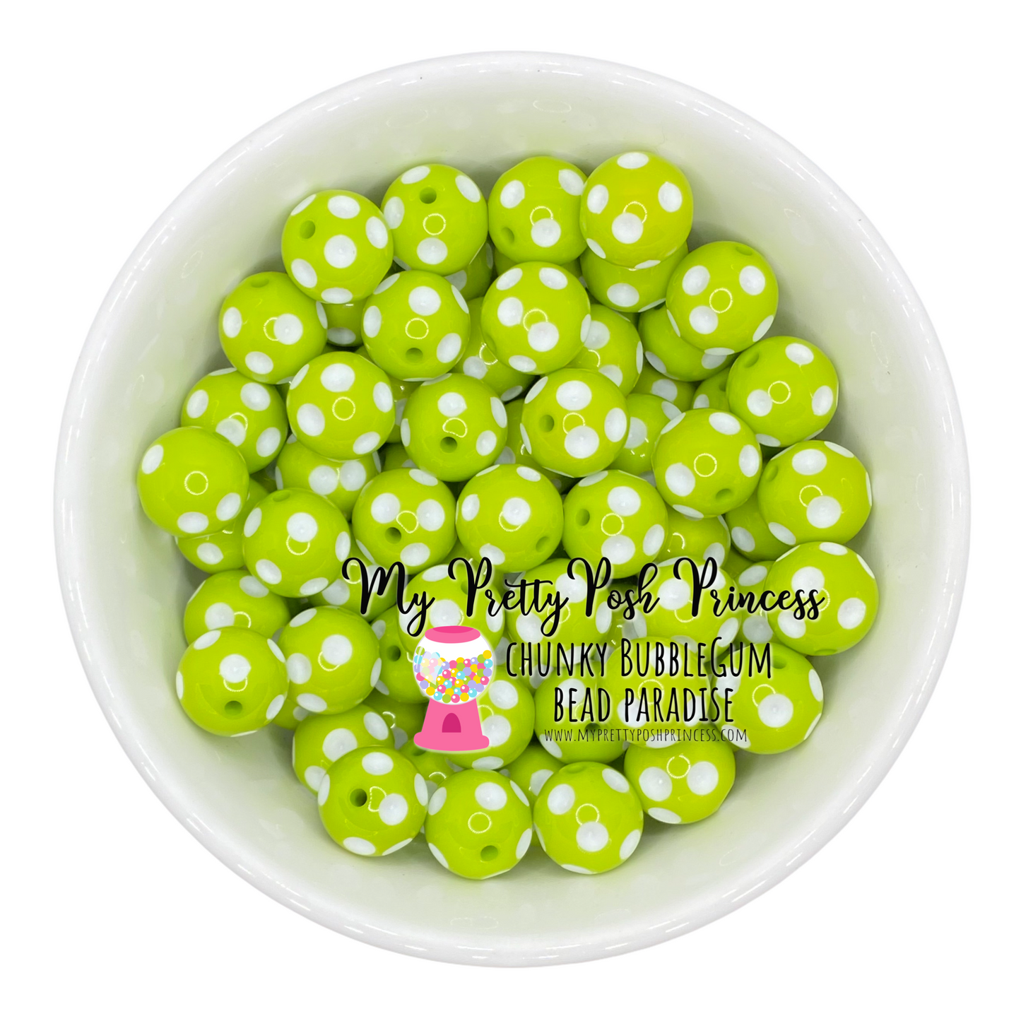 #995 - 20mm Lime Polka Dot Acrylic  Beads (1 Count)