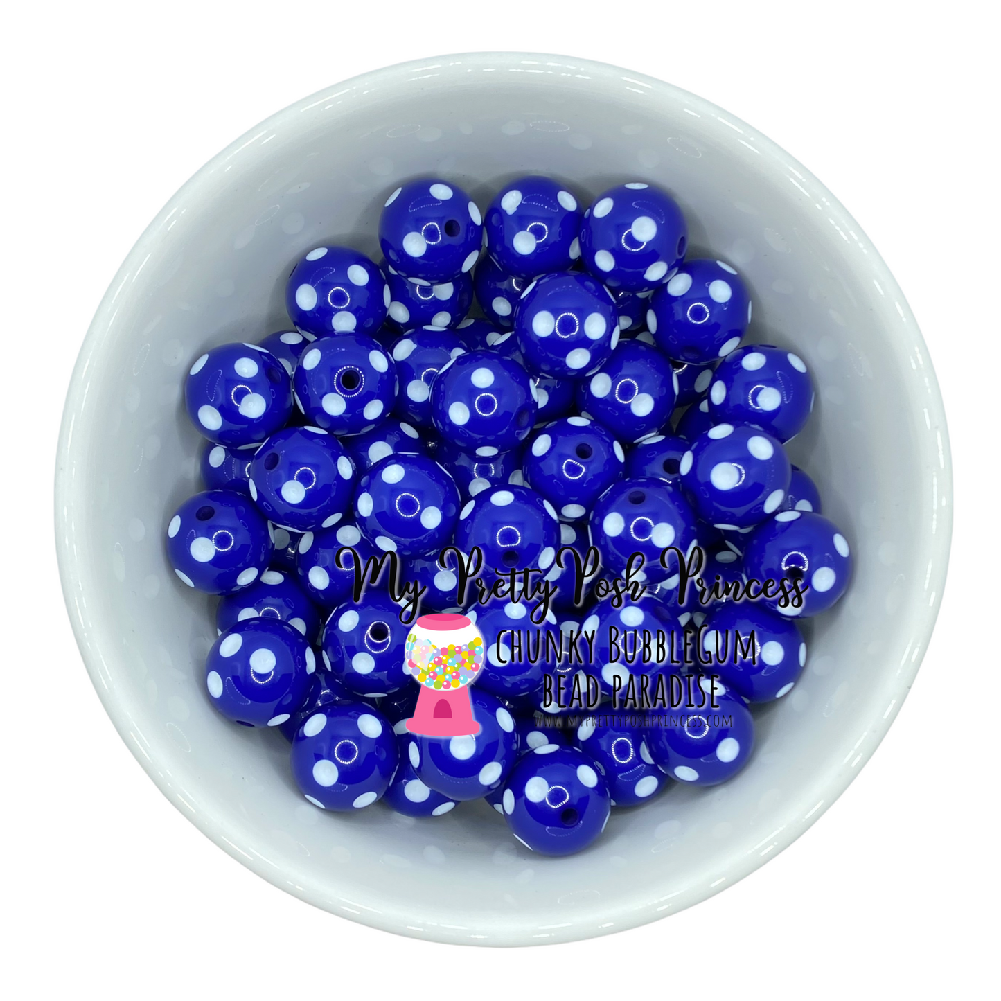 #990 - 20mm Royal Blue Polka Dot Acrylic  Beads (1 Count)