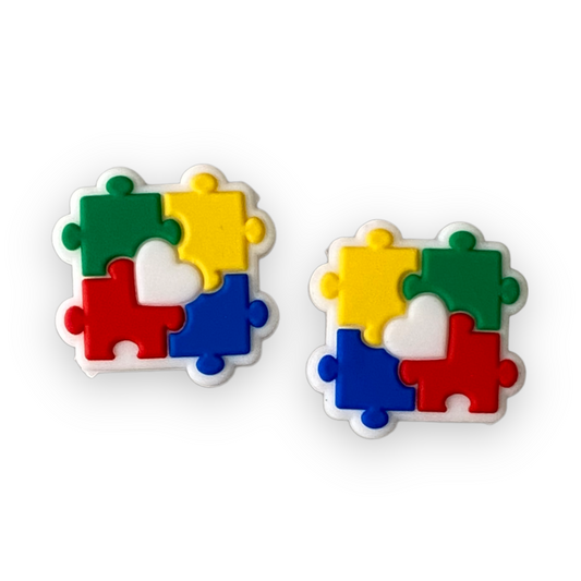 e573 - Autism Puzzle Piece Silicone Focal Bead (1 Count)