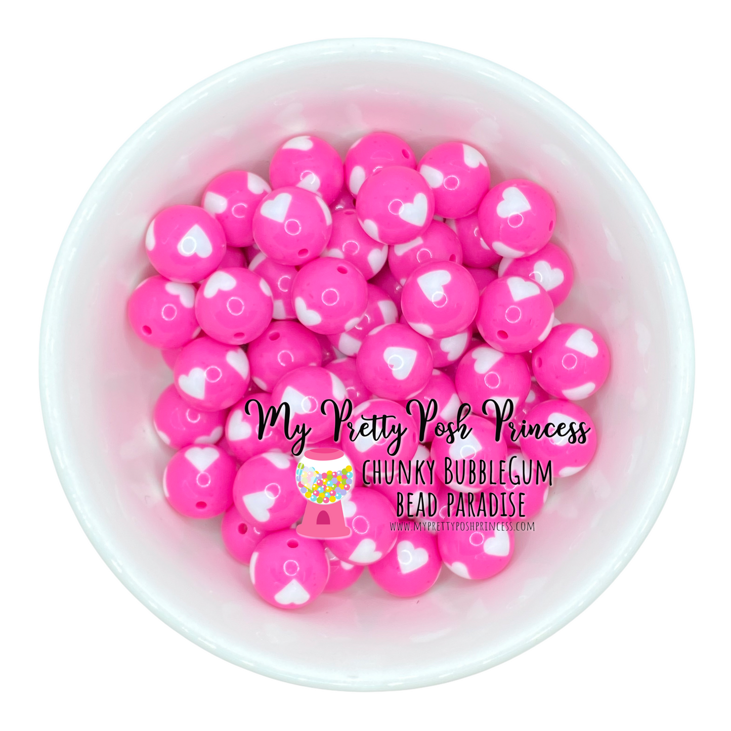 W376- 20mm  Dark Pink Heart Acrylic  Beads (1 Count)