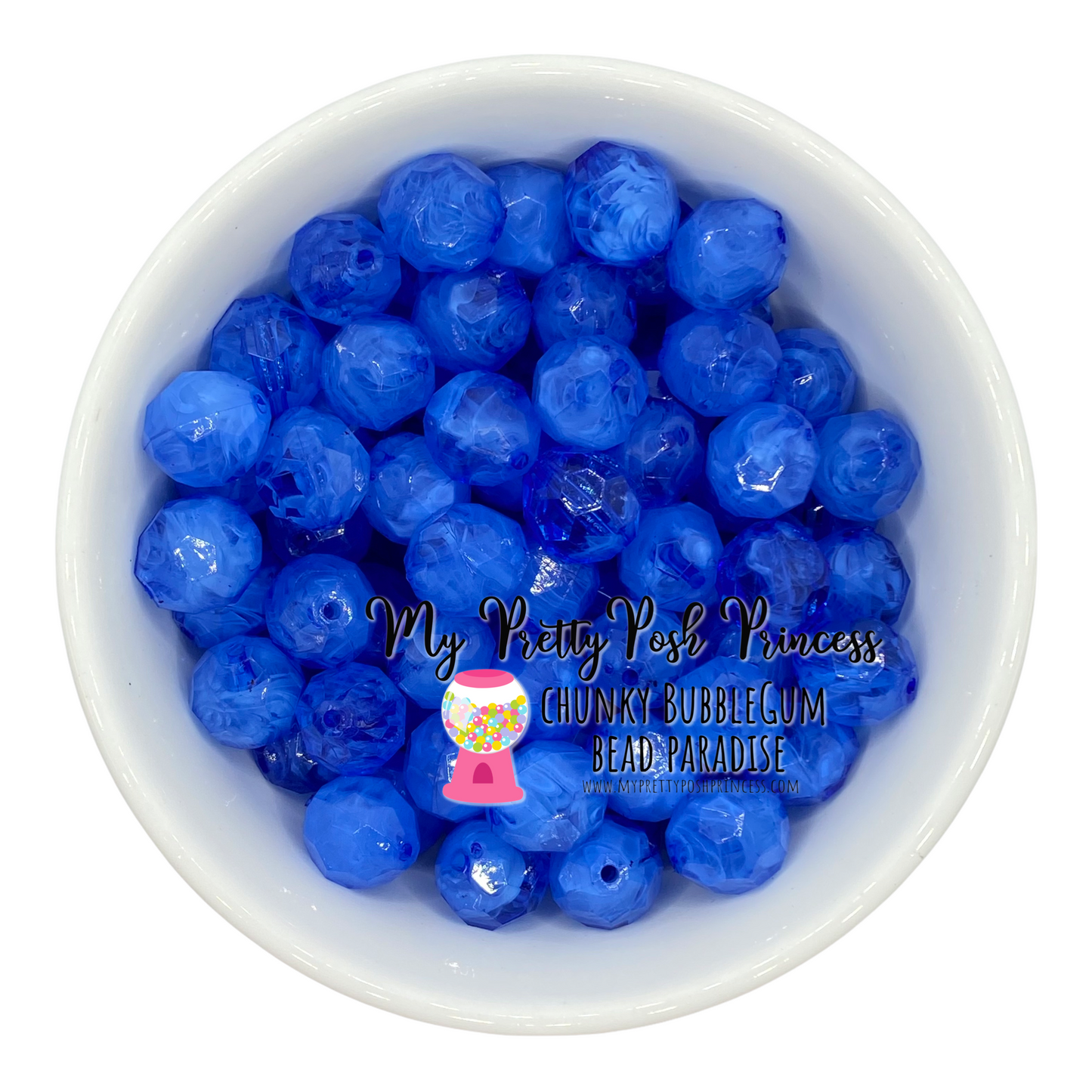 #926 - 20mm Blue Double Faceted Acrylic Beads (1 Count)