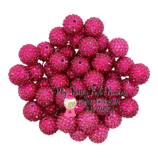 #222 - 12mm Posh Pink Rhinestone Acrylic Beads (20 Count)