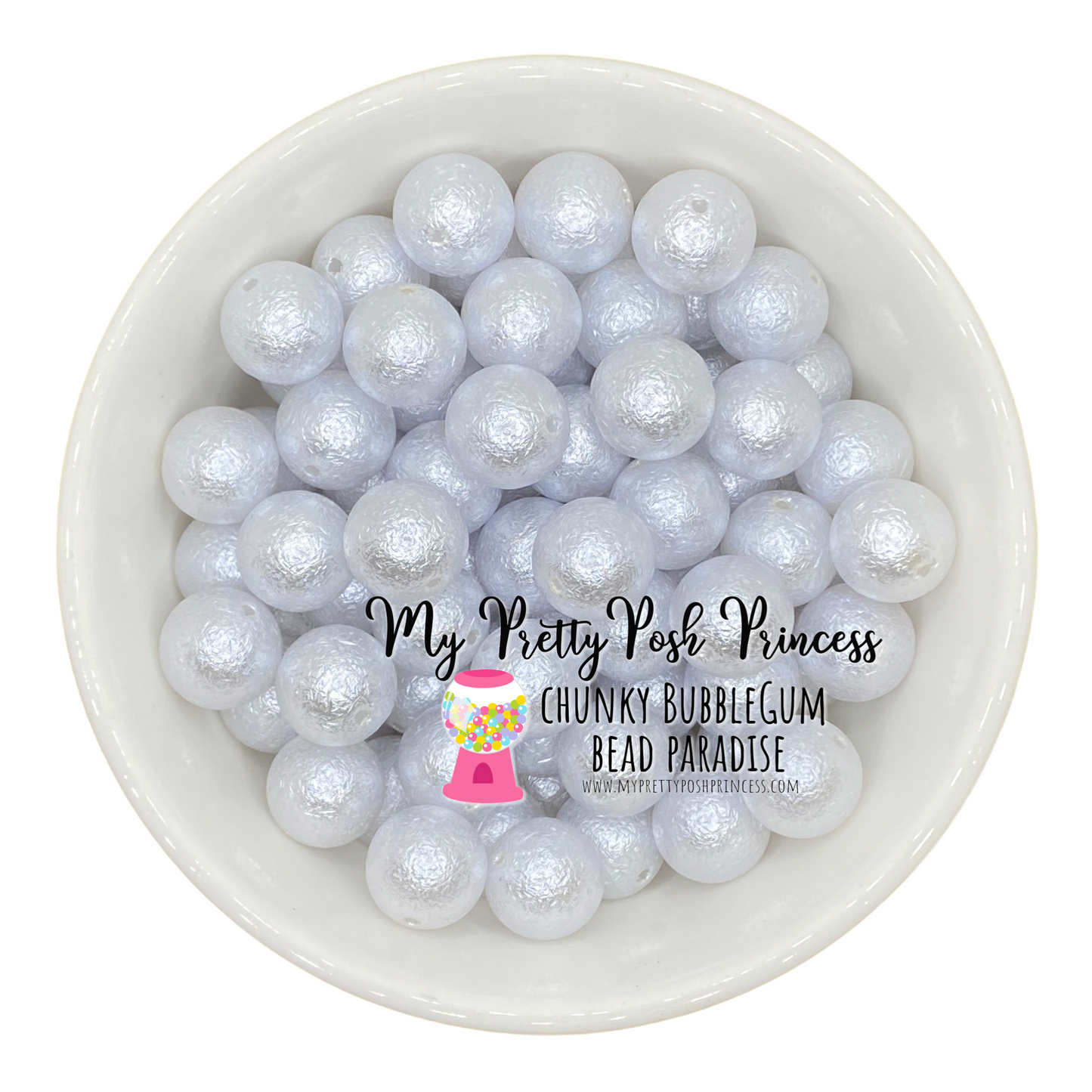 #656 - 20mm White "Wrinkle"  Acrylic Beads (1 Count)