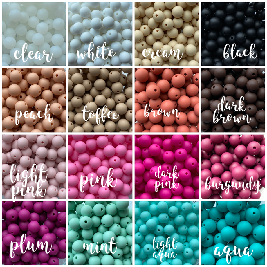 40pcs Random Color 15 MM Silicone Beads