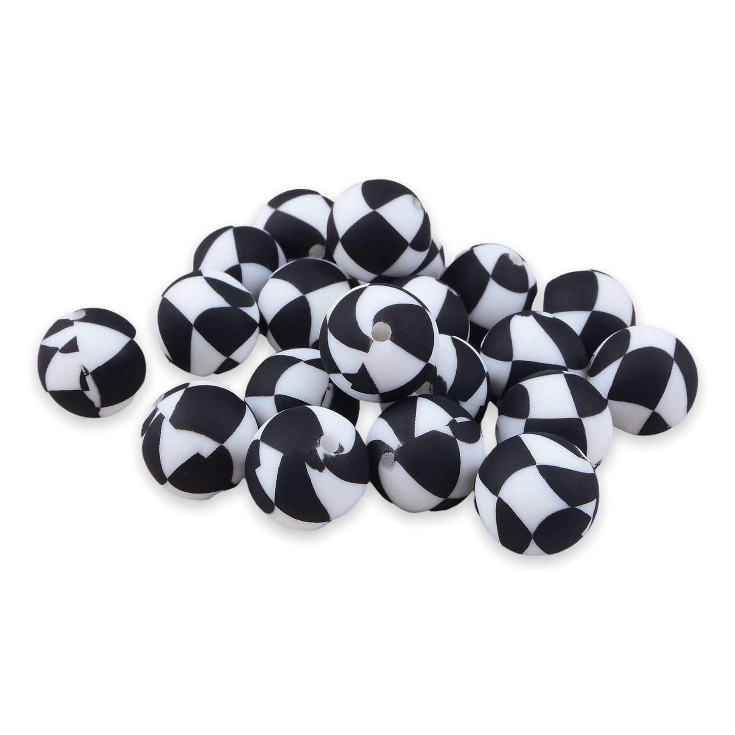 #742 - Black & White 15mm Silicone Beads