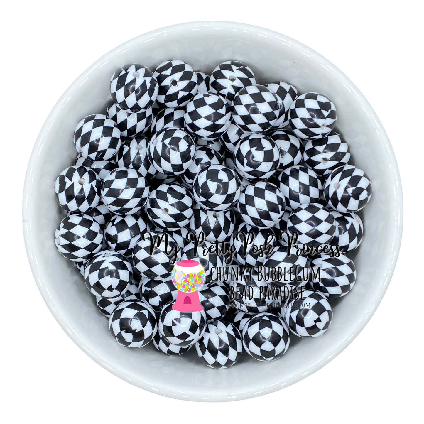 #944 - 20mm Checker Acrylic Bead