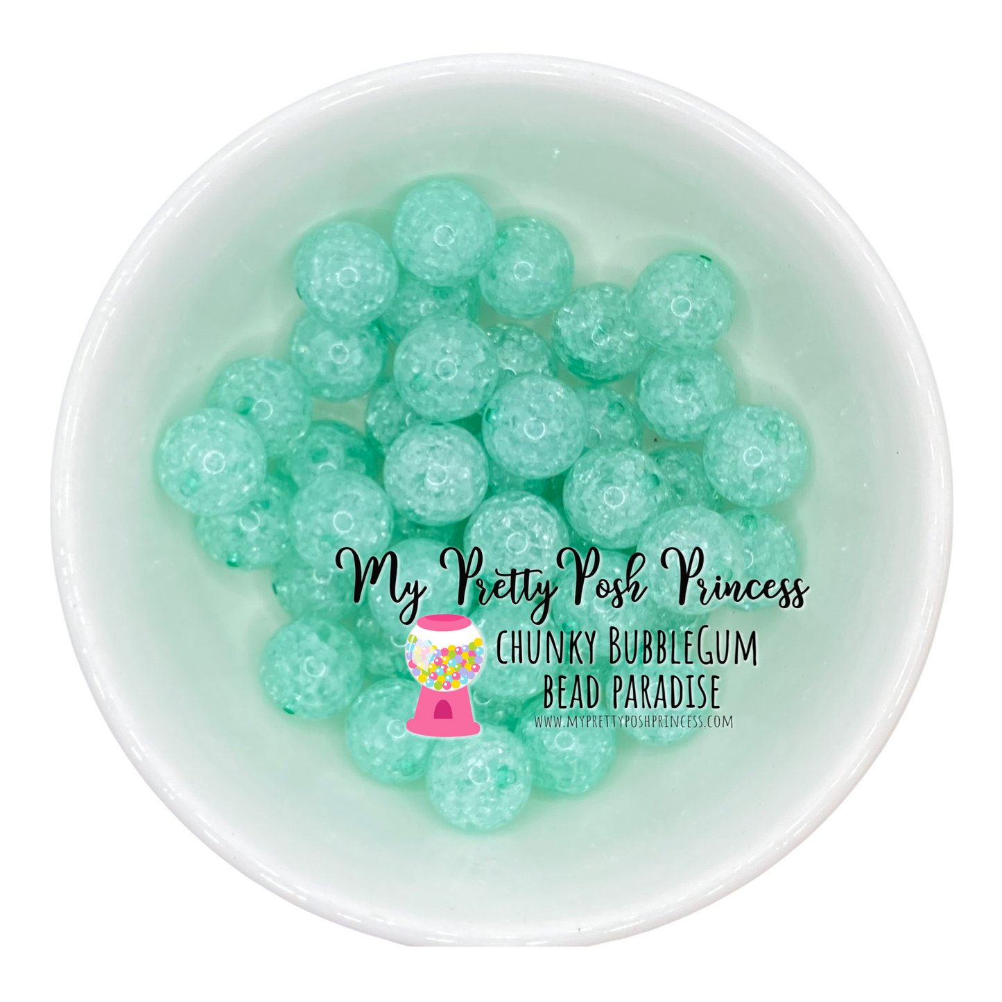 #610 - 20mm Mint "Crackle" Acrylic Beads (1 Count)