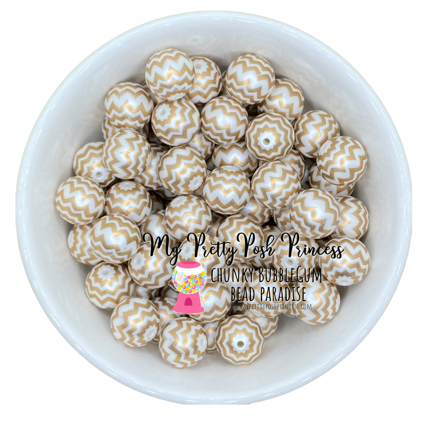 #809 - 20mm Gold "Chevron" Acrylic Beads (1 Count)