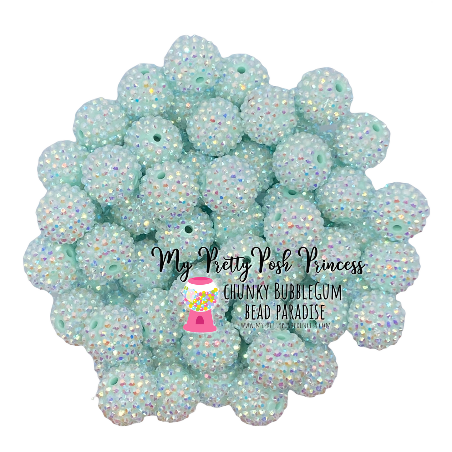 #1070 - R10- 20mm Wintergreen AB Rhinestone  Acrylic Beads (1 Count)