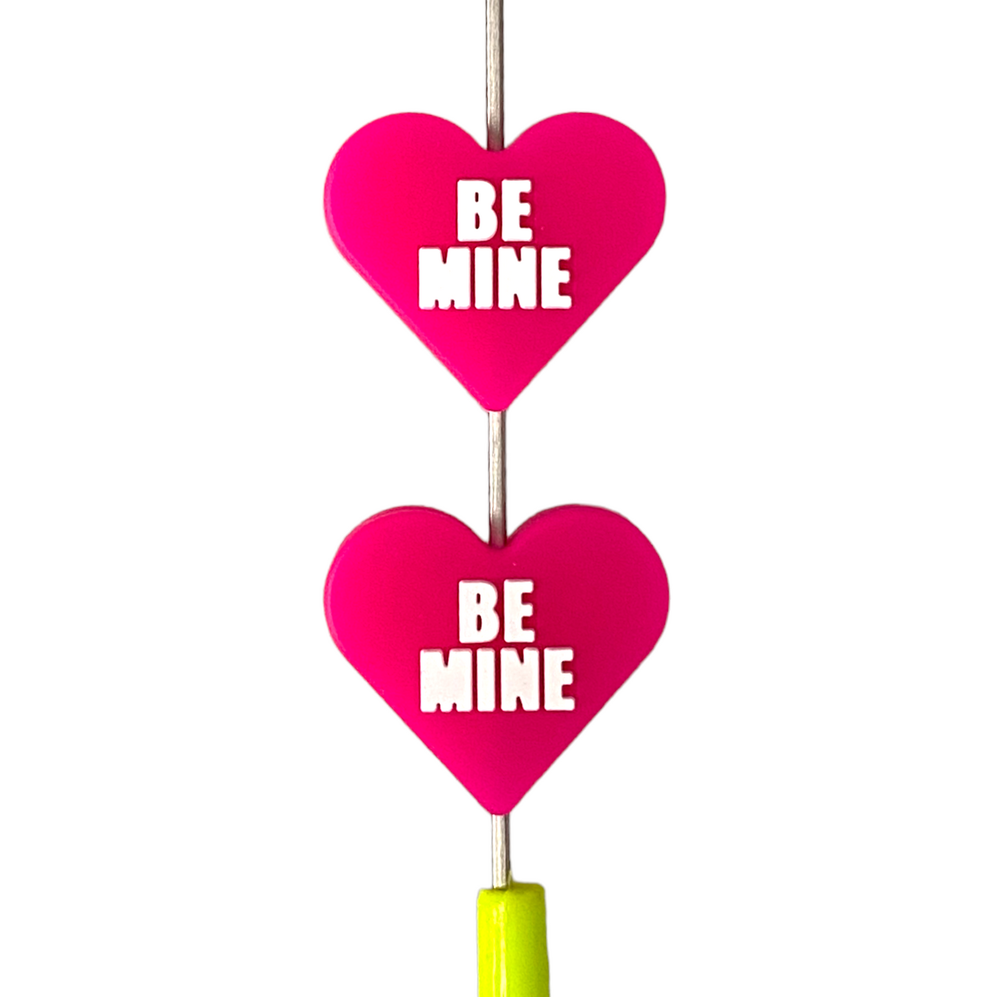 h892 -  “BE MINE” Candy Heart   Silicone Focal Bead (1 Count)