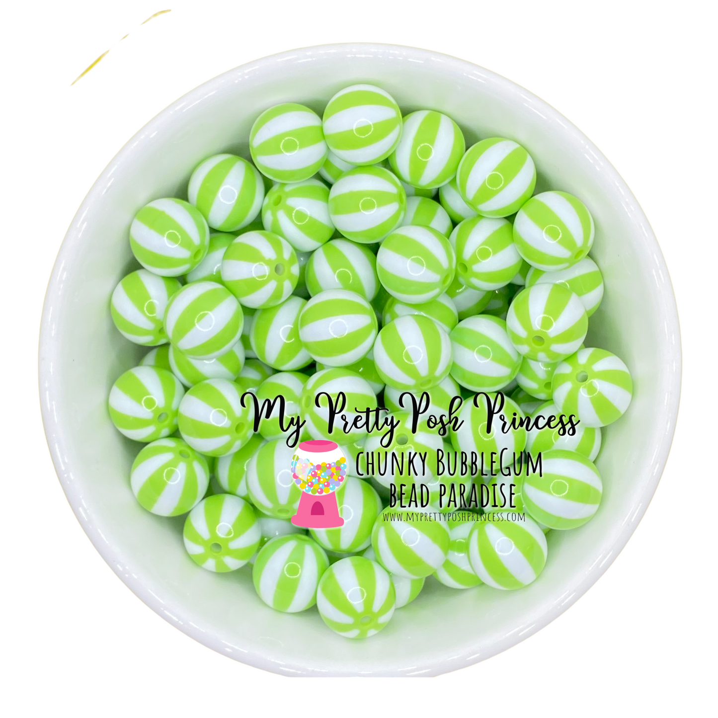 #828 - 20mm Lime "Beach Balls" Acrylic Beads (1 Count)