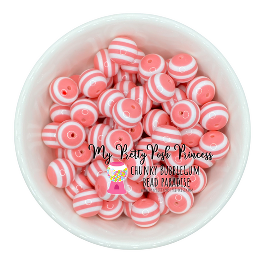 #1024 - 20mm Pink Coral Stripe Acrylic Beads (10 Count)