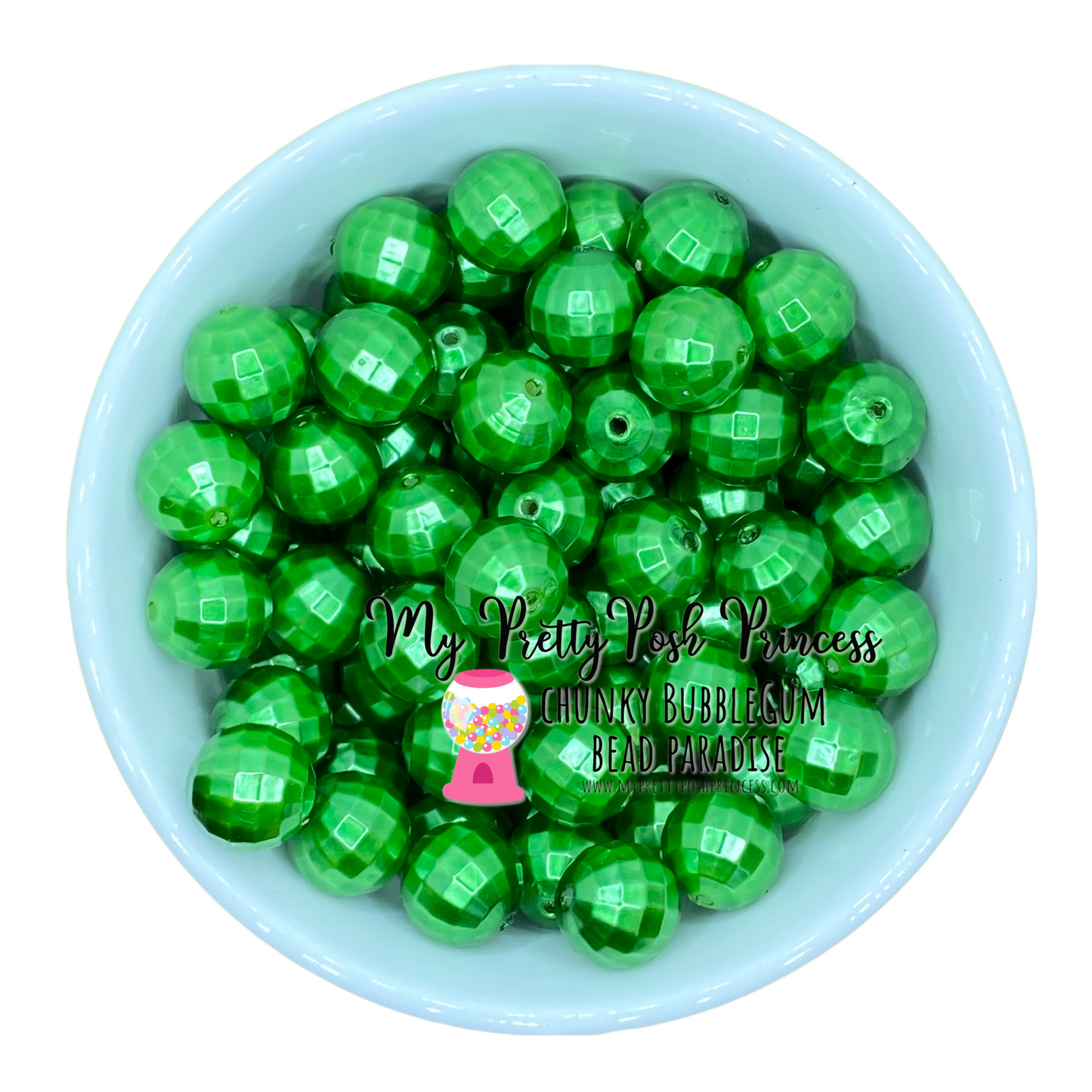 #801 - 20mm Green  "Pearl Disco Ball"  Acrylic Beads (1 Count)