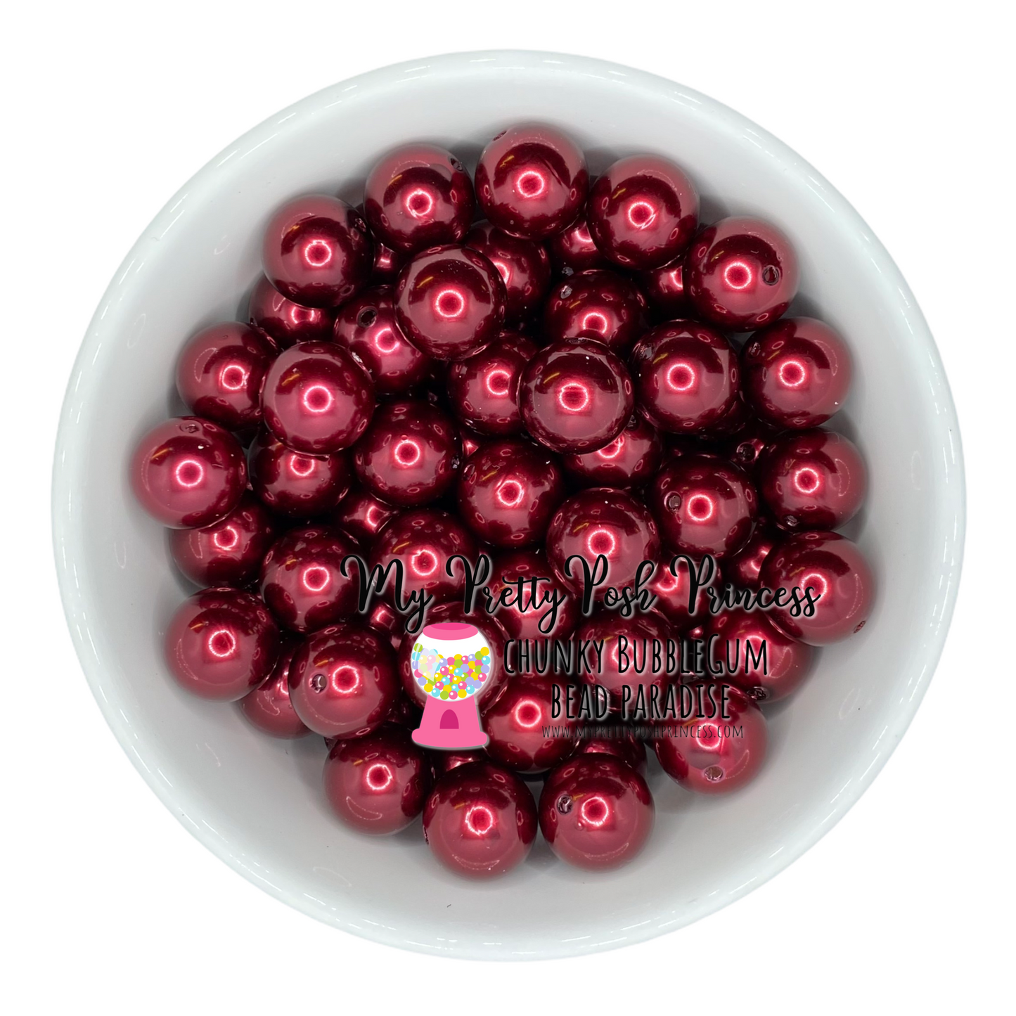 # 89 - a43- 12mm Dark Red Pearl  Acrylic Beads  (20 Count)