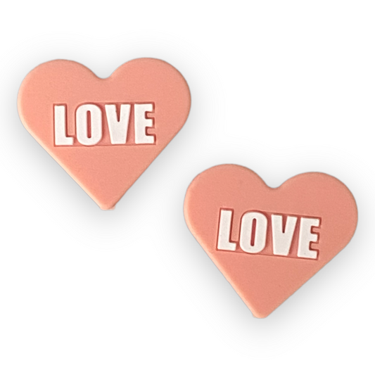 h840-  “LOVE” Candy Heart  Silicone Focal Bead (1 Count)