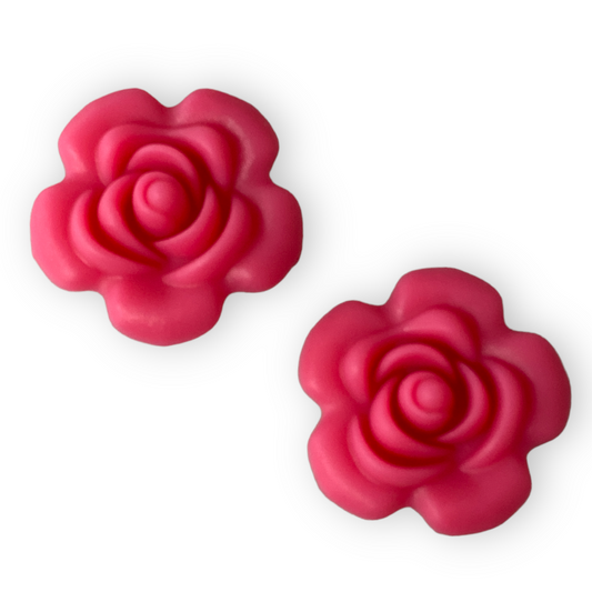 X96 - 40mm Dark Pink Flower (40mm x 40mm x 15mm) Silicone (1 Count) Focal Bead