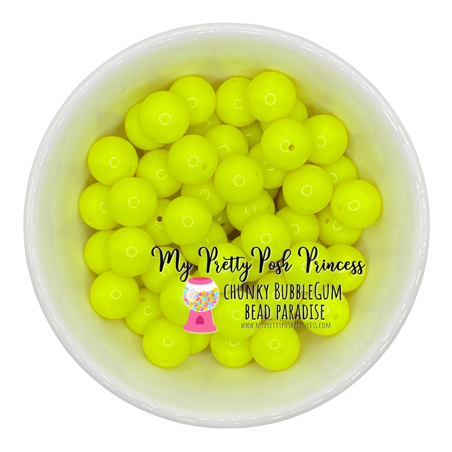 #61 -  12mm Neon Yellow Solid Acrylic Beads  (20 Count)