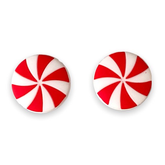 X245- Red Peppermint Swirl Silicone (1 Count) Focal Bead