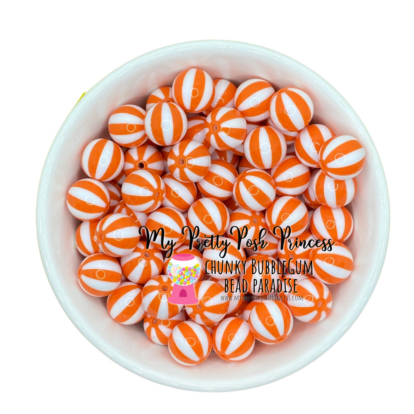 #818 - 20mm Orange "Beach Balls"  Acrylic Beads (1 Count)