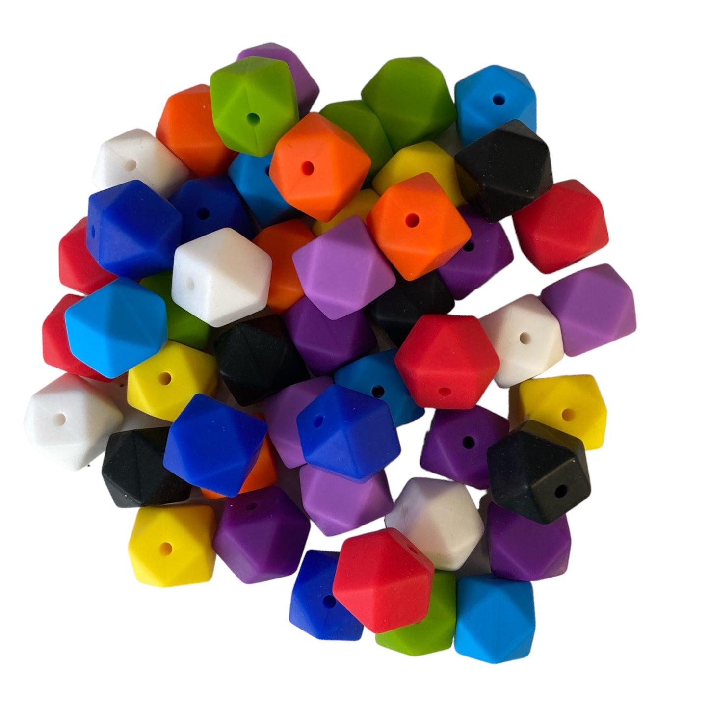 Z/56  - “14mm Hexagon Primary Pack” 50 Count Mixed Pack Silicone Beads