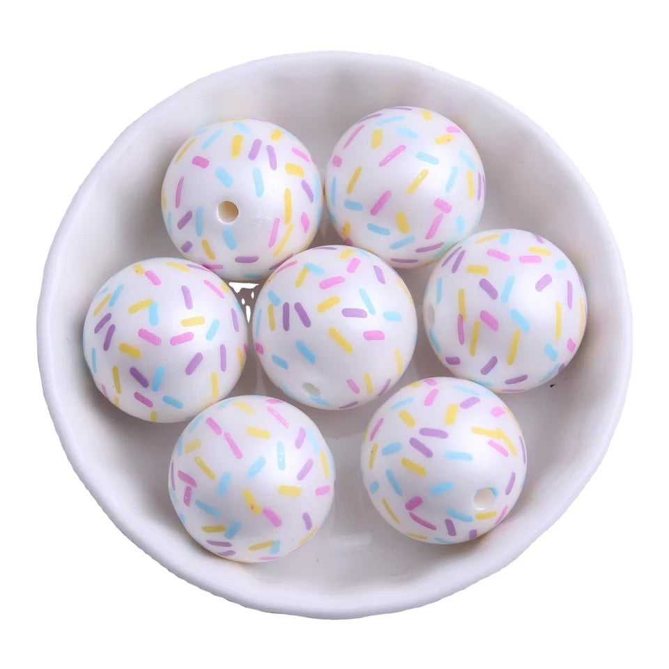 W451- 20mm "Unicorn Matte Sprinkles"  Acrylic Beads (10 Count)