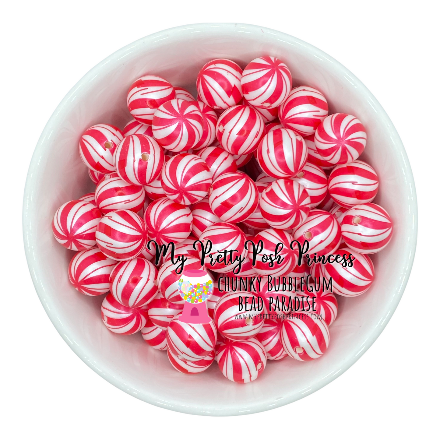 W401- 20mm Matte Peppermint Pearl  Beads (10 Count)