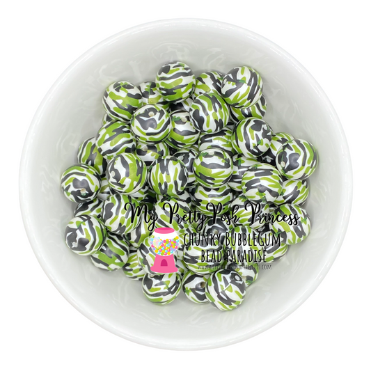 W403- 20mm Green Camouflage Pearl (1 Count)