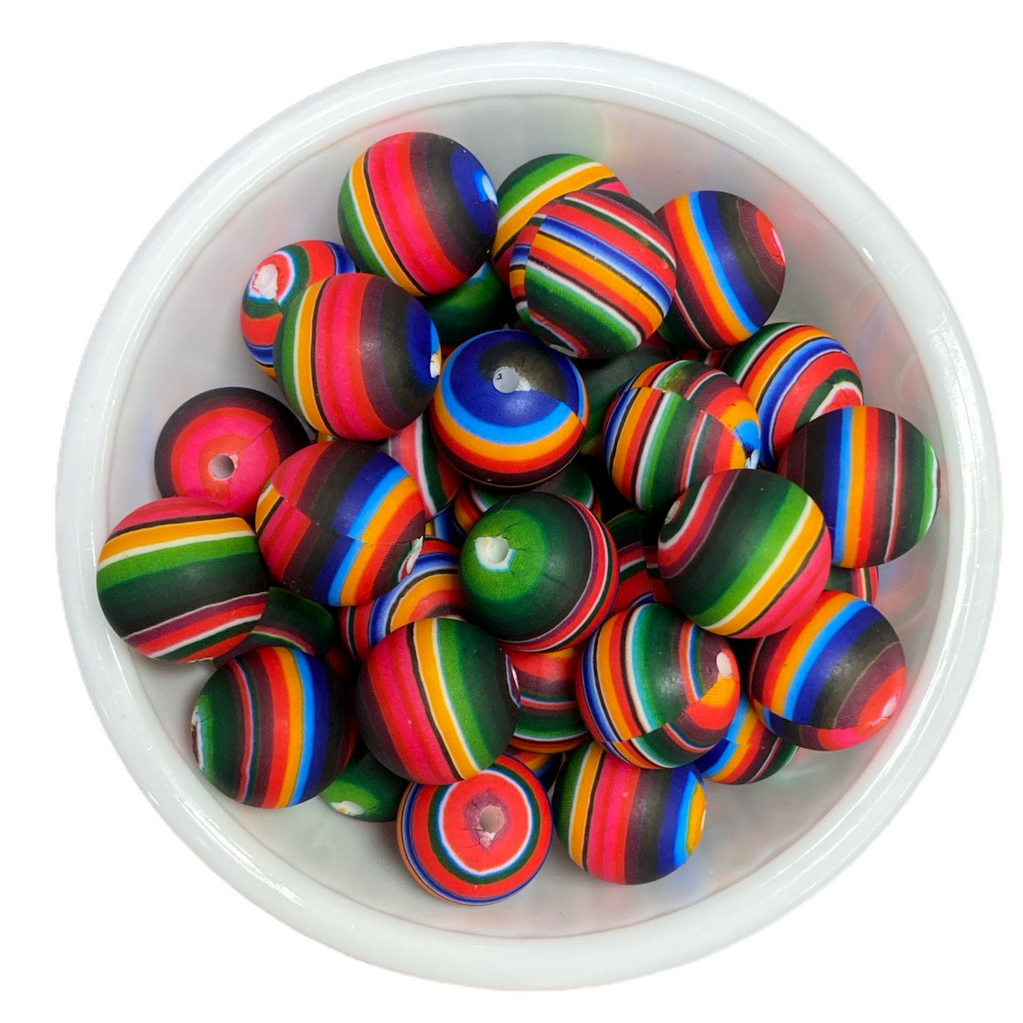 A-6043- 15mm  “Serape” Silicone Beads