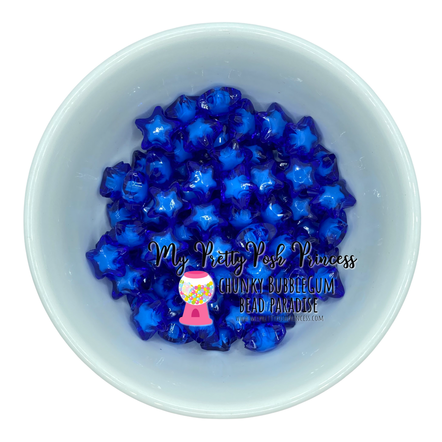 W362- 20mm Blue Star  Acrylic  Beads (1 Count)